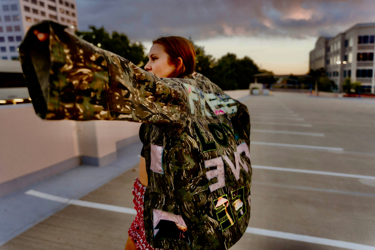 Free Love oversized camo jacket